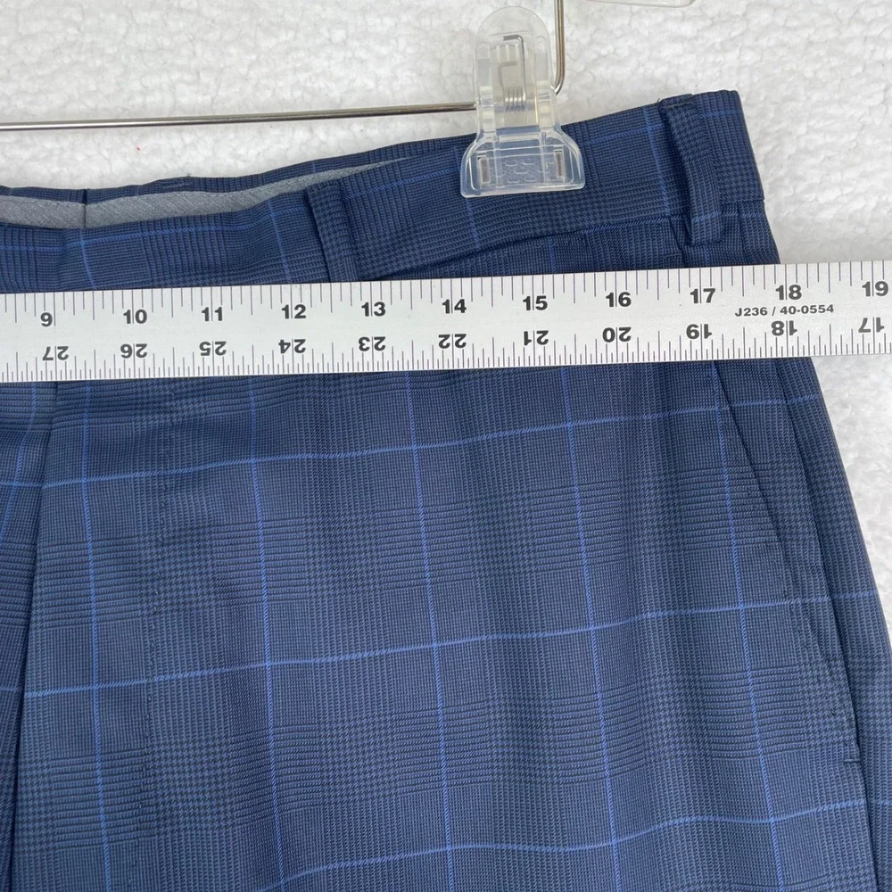 J Hilburn Mens Blue Glen Plaid Wool Dress Pants Vitale Barberis Canonico 35x29.5